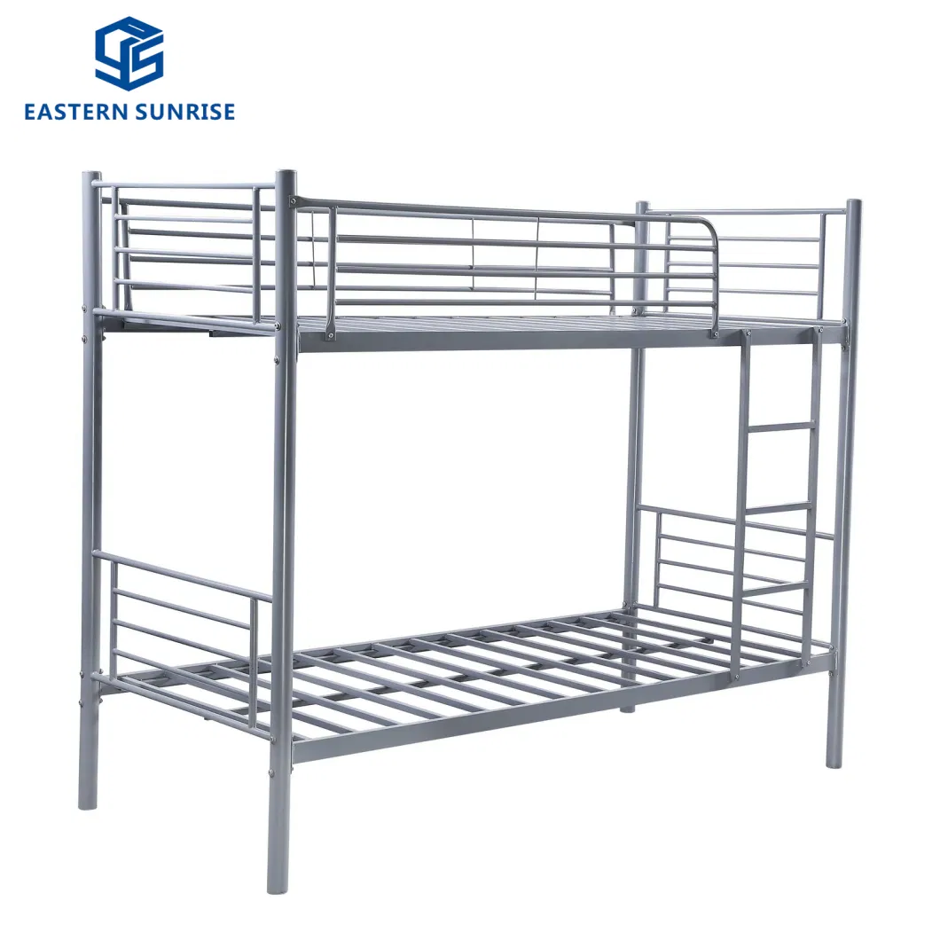 Heavy Bearing Capacity Metal Bunk Bed Silver Color Double Bed Separated Design
